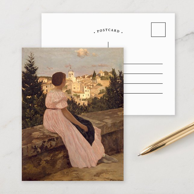 Cartão Postal O Vestido Rosa | Fré dé ric Bazille (Criador carregado)