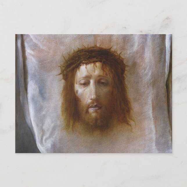 Cartão Postal O Véu de Verônica por Domenico Fetti (Frente)