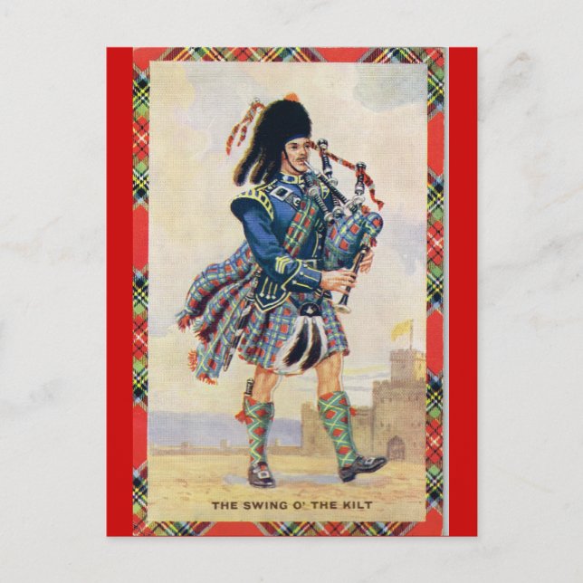Cartão Postal O vintage Scotland, segue os Bagpipes (Frente)