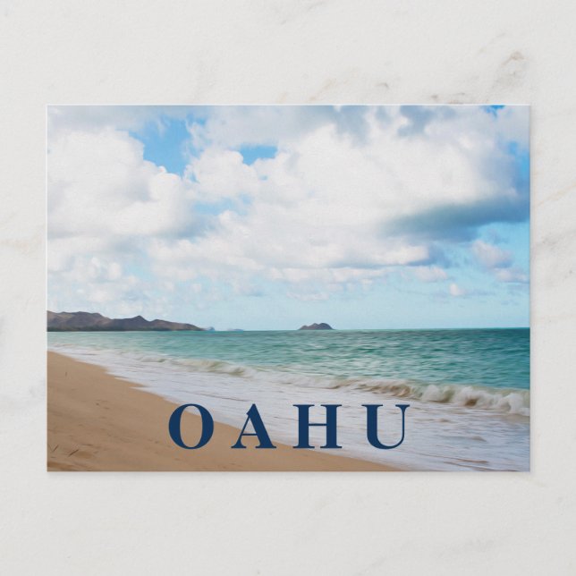 Cartão Postal Oahu Hawaii Ocean Waves & Beach (Frente)