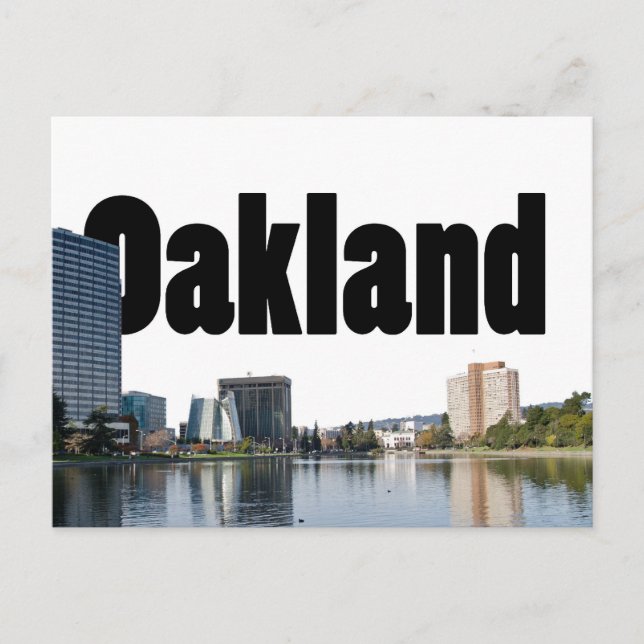 Cartão Postal Oakland California com Oakland no Sky (Frente)