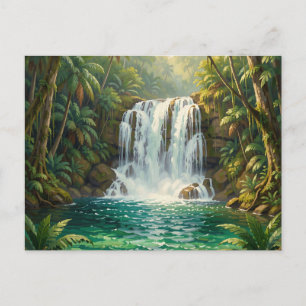 Cartão Postal Oásis de Cachoeira Tropical Luxuriante