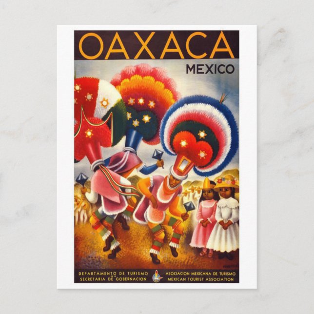 Cartão Postal Oaxaca viagens vintage do México (Frente)