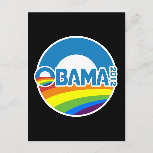 Cartão Postal Obama 2012 Orgulho gay Rainbow (Frente)