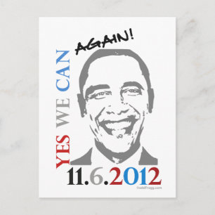 Cartão Postal OBAMA 2012 Sim Podemos Novamente Cartaz Político