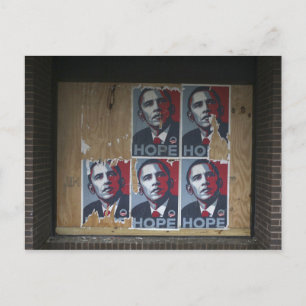 Cartão Postal Obama assina em uma janela fechada de um