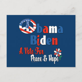 Cartão Postal Obama Biden Peace and Hope 2008 copy