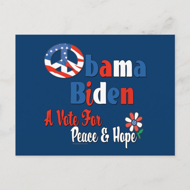 Cartão Postal Obama Biden Peace and Hope 2008 copy (Frente)