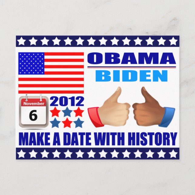 Cartão postal: Obama/Biden - Sinalizador - Data W/ (Frente)