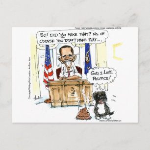 Cartão Postal Obama & Bo Desenhos Animados Satíricos Presentes C