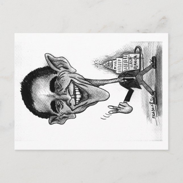 Cartão Postal Obama Caricatura Postcard (Frente)