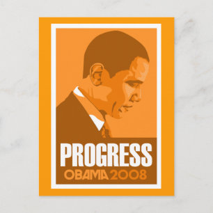 Cartão Postal Obama - Cartão-postal Laranja Escuro de Progresso