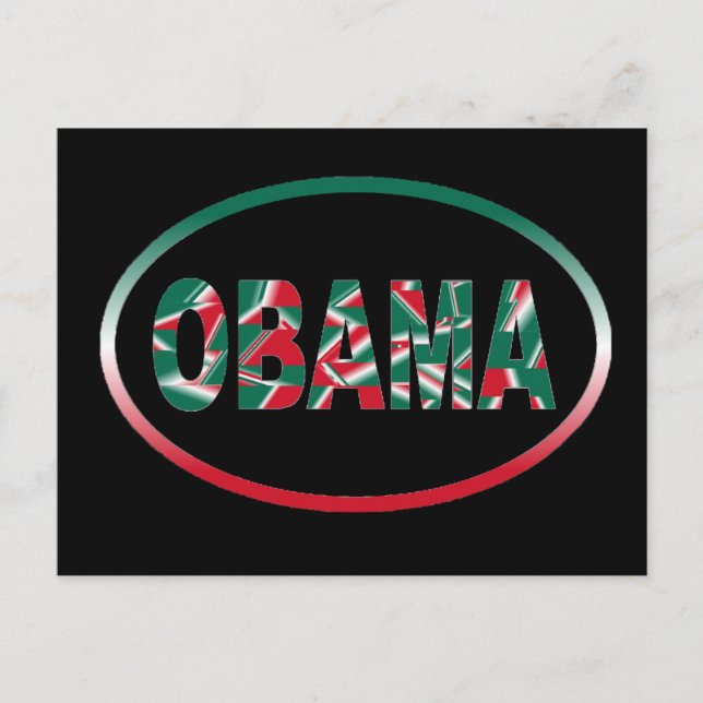 Cartão Postal Obama - Cartão-Postal Verde, Branco, Vermelho (Frente)