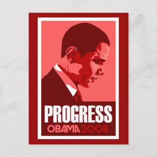 Cartão Postal Obama - Cartão-postal vermelho escuro do progresso
