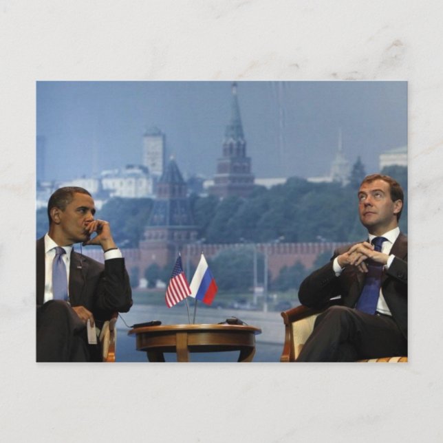 Cartão Postal Obama e Medvedev (Frente)