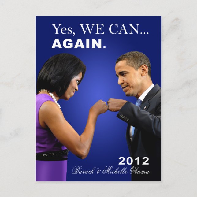 Cartão Postal Obama Fist Bump - sim podemos, de novo (Frente)