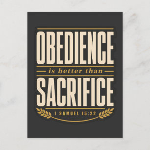 Cartão Postal Obediência é Melhor do que Sacrifício Fé Cristã