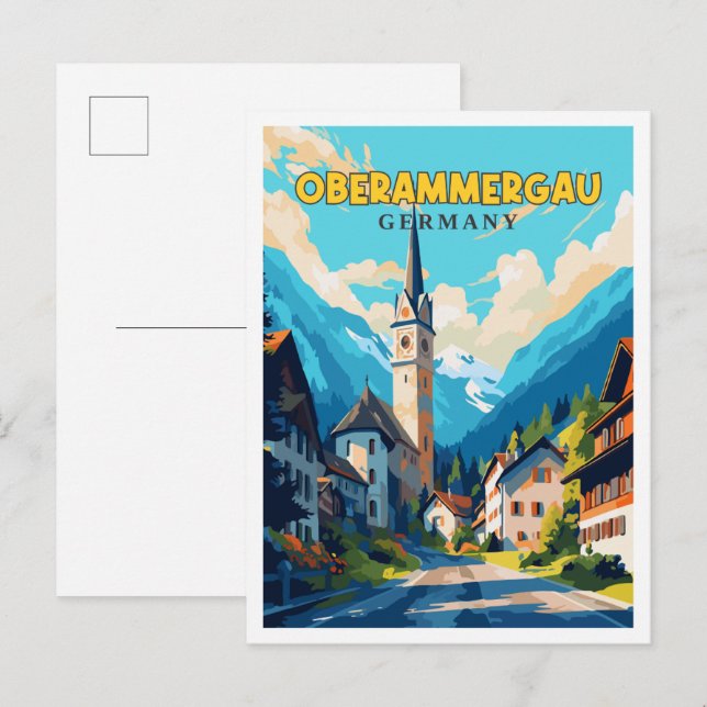 Cartão Postal Oberammergau Alemanha - viagens vintage (Frente/Verso)