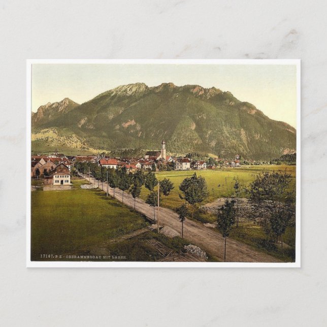Cartão Postal Oberammergau com Laber, Alta Baviera, mães da Alem (Frente)