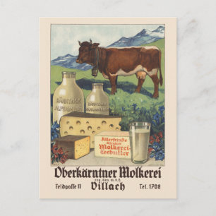 Cartão Postal Oberkärntner Molkerei Áustria Poster vintage 193