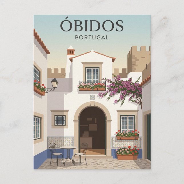 Cartão Postal Óbidos Portugal (Frente)