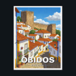 Cartão Postal Obidos Portugal Viagem<br><div class="desc">Óbidos, Portugal, é uma cidade medieval pitoresca conhecida pelo seu charme histórico bem preservado e pela sua arquitetura impressionante. Localizada cerca de uma hora a norte de Lisboa, esta pequena cidade é fechada por muros antigos que datam da era mórbida, com ruas enfeitadas, casas brancas enfeitadas com flores coloridas, e...</div>