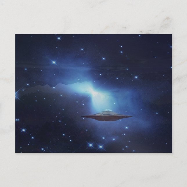 Cartão Postal Objeto voador de OVNI no espaço (Frente)