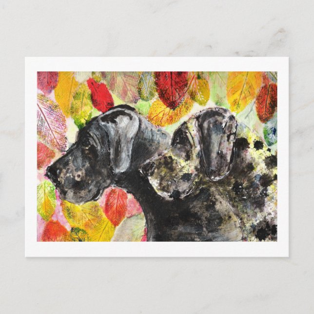 Cartão Postal Obras de arte de cães Great Dane (Frente)