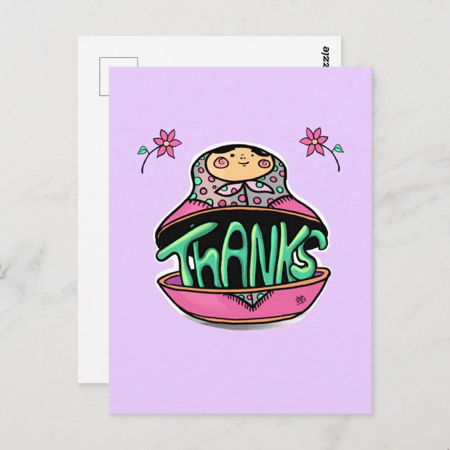 Cartão Postal Obrigada Boneca Russa (Frente/Verso)