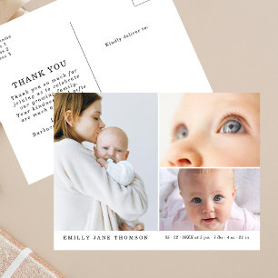 Cartão Postal Obrigada Chá de Bebê Três Doce Foto