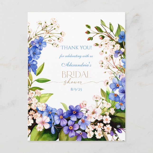 Cartão Postal Obrigada Something Blue: Baby’s Breath & Flax (Frente)