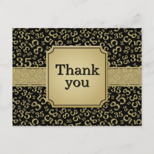 Cartão Postal Obrigado 35 Número Padrão Preto/Dourado