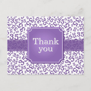 Cartão Postal Obrigado 35 Número Padrão Roxo/Branco