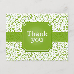 Cartão Postal Obrigado 35 Número Padrão Verde/Branco