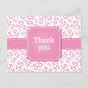 Cartão Postal Obrigado 55 Número Padrão Rosa/Branco