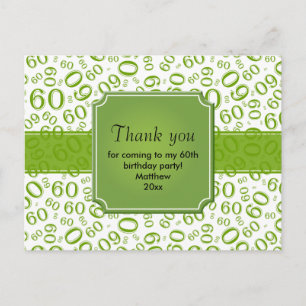 Cartão Postal Obrigado 60 Número Aleatório Padrão Verde/Branco