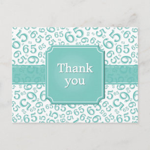 Cartão Postal Obrigado 65 Número Padrão Teal/Branco