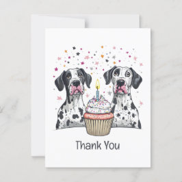 Cartão Postal Obrigado Aniversário Bolo de Cachorro Dogue Alemão