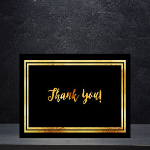 Cartão Postal Obrigado aniversário marcante preto dourado