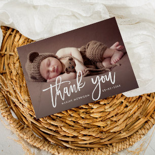 Cartão Postal Obrigado!   anúncio de nascimento de pincel branco