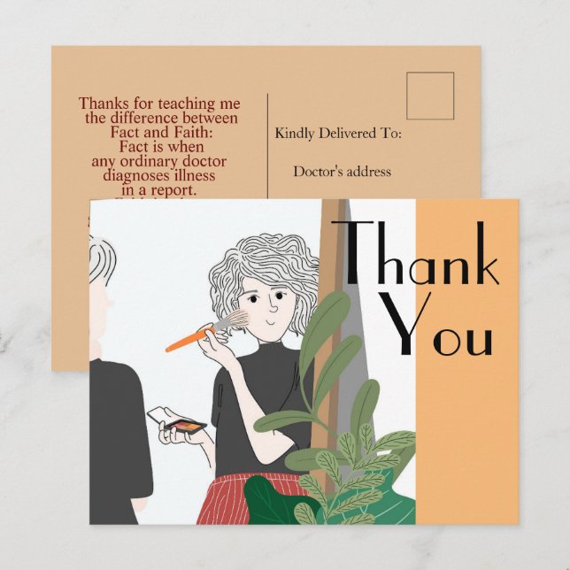 Cartão Postal Obrigado ao médico (Frente/Verso)