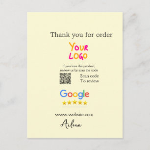 Cartão Postal Obrigado avaliação Google scan QR empresa