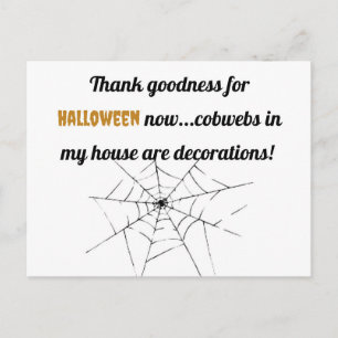 Cartão Postal Obrigado bondade para o Halloween agora...teias-de