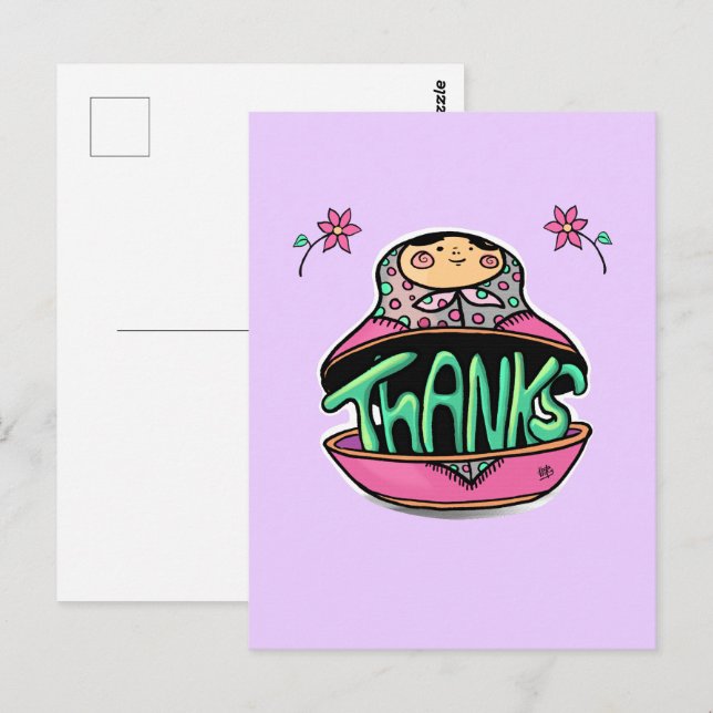 Cartão Postal Obrigado Boneca Russa (Frente/Verso)