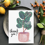 Cartão Postal Obrigado Calathea Prayer Plant Watercolor<br><div class="desc">Vejam esta planta colorida de aquarela. Você pode manter o texto ou excluir e adicionar o seu próprio texto! Visite meu compro para mais!</div>