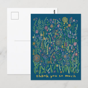Cartão Postal Obrigado Campos Floridos Coloridos Flores Prado Fl
