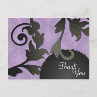 Cartão Postal Obrigado Cartão-postal de casamento Black & Purple