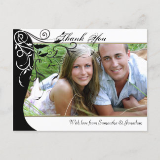 Cartão Postal Obrigado Cartão-postal de casamento preto e branco