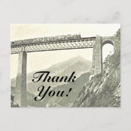 Cartão Postal "Obrigado!", Cartão-postal Vintage Train & Bridge