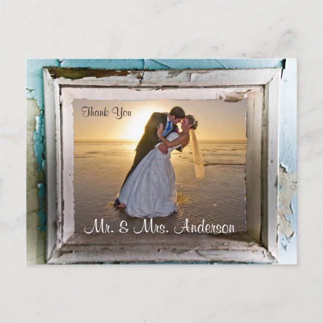 Cartão Postal Obrigado Cartaz De Casamento Quadro Único 4 (Frente)